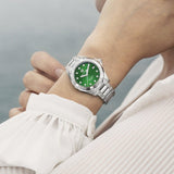 Tag Heuer Aquaracer Diamonds Emerald Green Dial Silver Steel Strap Watch for Women - WBD1316.BA0740