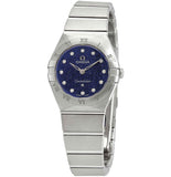 Omega Constellation Manhattan Quartz Diamonds Blue Dial Silver Steel Strap Watch for Women - 131.10.25.60.53.001