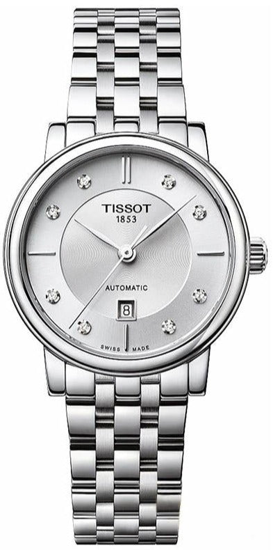Tissot Carson Premium Automatic Lady Diamonds Silver Dial Silver Steel Strap Watch for Women - T122.207.11.036.00