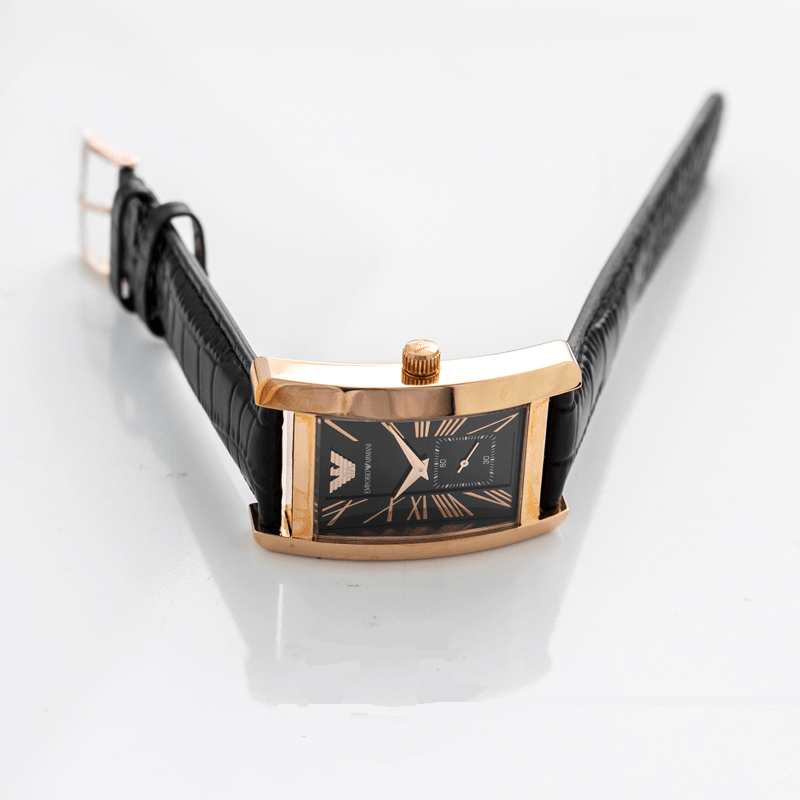 Emporio Armani Classic Black Dial Black Leather Strap Watch For Men - AR0168