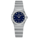 Omega Constellation Manhattan Quartz Diamonds Blue Dial Silver Steel Strap Watch for Women - 131.15.25.60.53.001