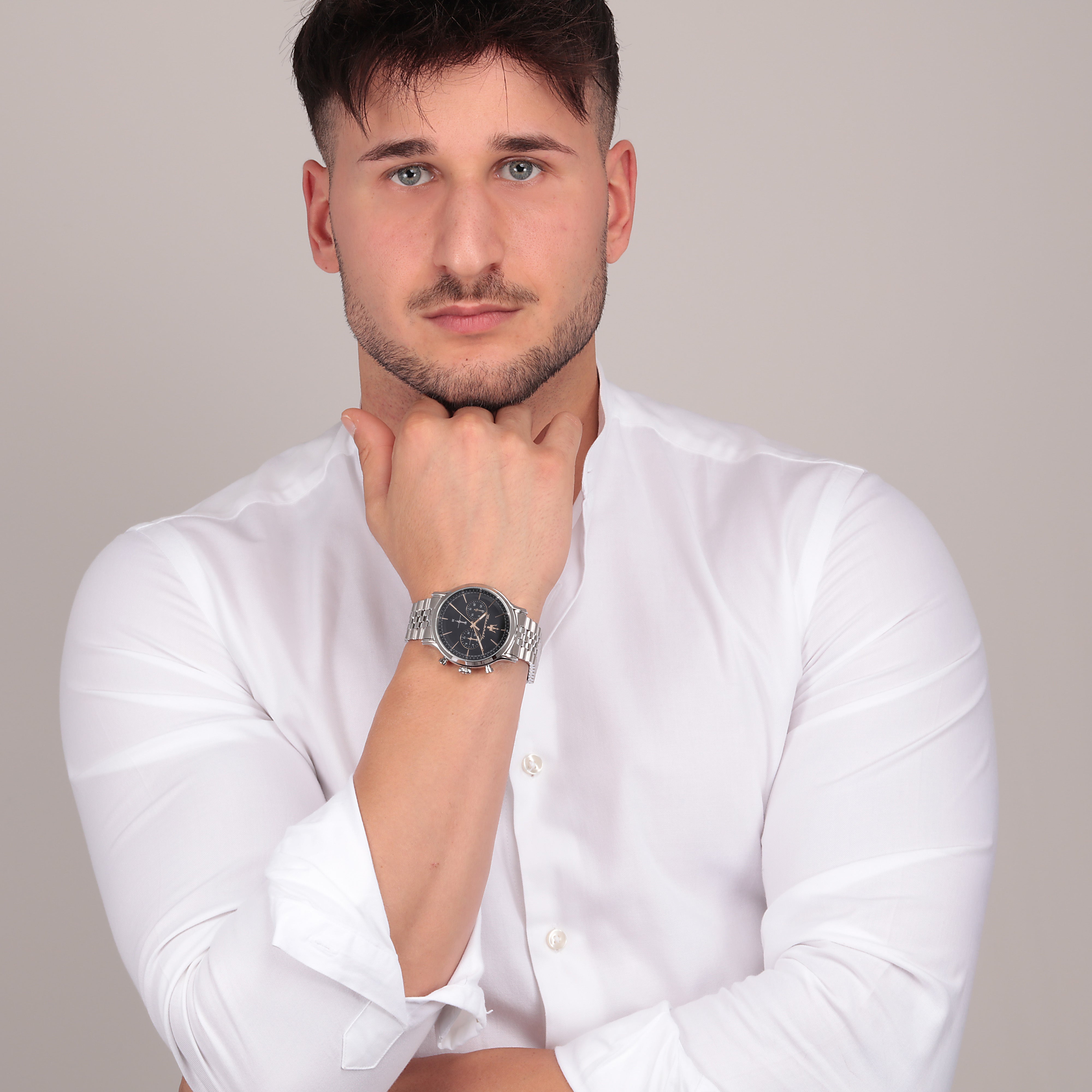 Maserati Epoca Chronograph Black Dial Silver Steel Strap Watch For Men - R8873618017