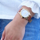 Marc Jacobs Blade White Dial Brown Leather Strap Watch for Women - MBM1218