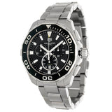Tag Heuer Aquaracer Quartz Chronograph Black Dial Silver Steel Strap Watch for Men - CAY111A.BA0927