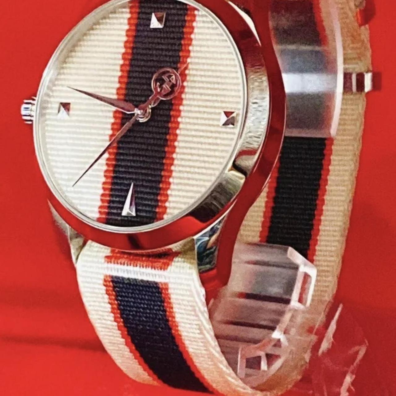 Gucci G Timeless Quartz White Dial Two Tone NATO Strap Watch For Men - YA1264071