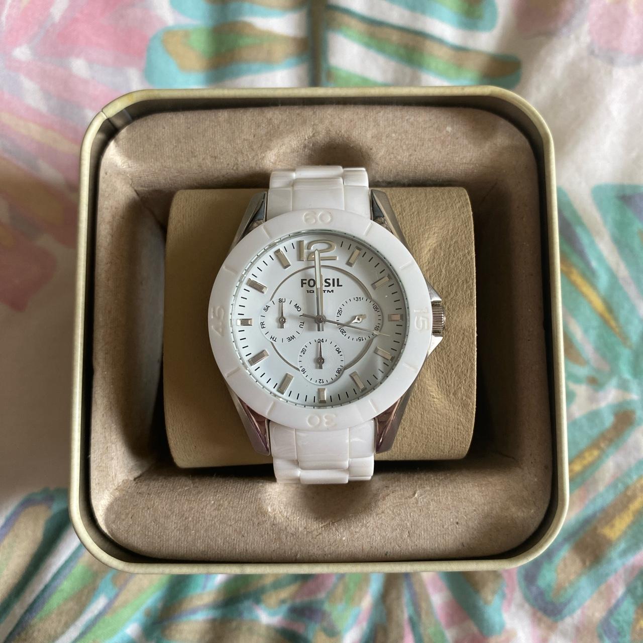Fossil Ceramic White Dial White Ceramic Strap Watch for Women - CE1002