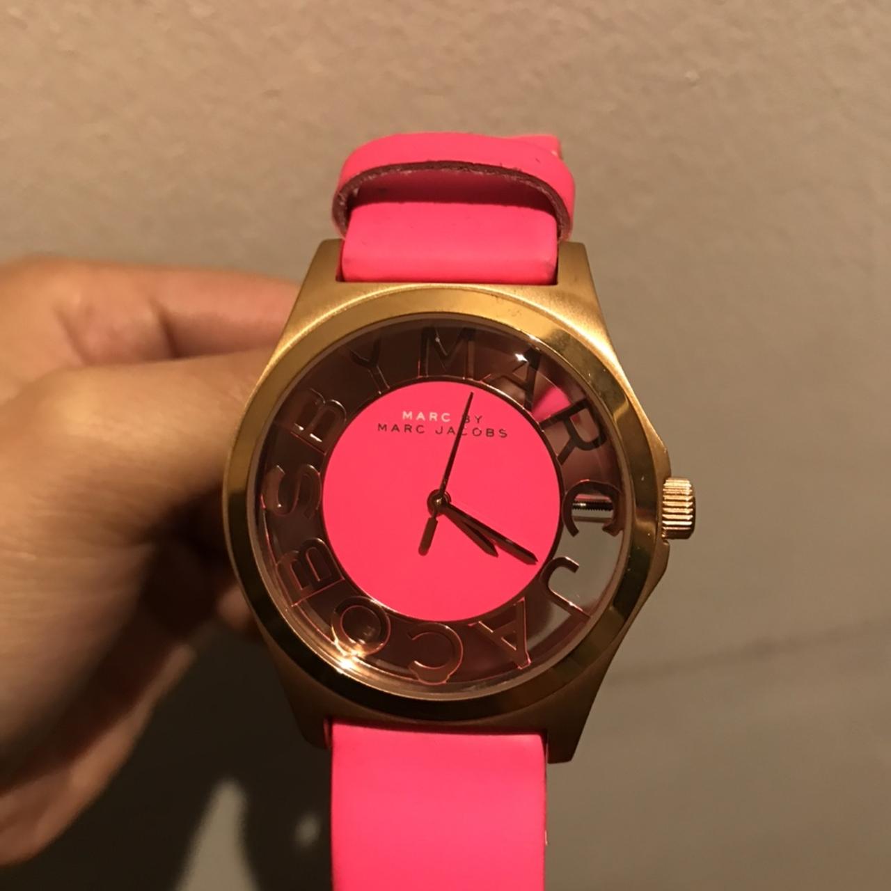 Marc Jacobs Henry Skeleton Pink Dial Pink Leather Strap Watch for Women - MBM1243