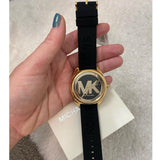 Michael Kors Janelle Quartz Black Dial Black Rubber Strap Watch For Women - MK7313