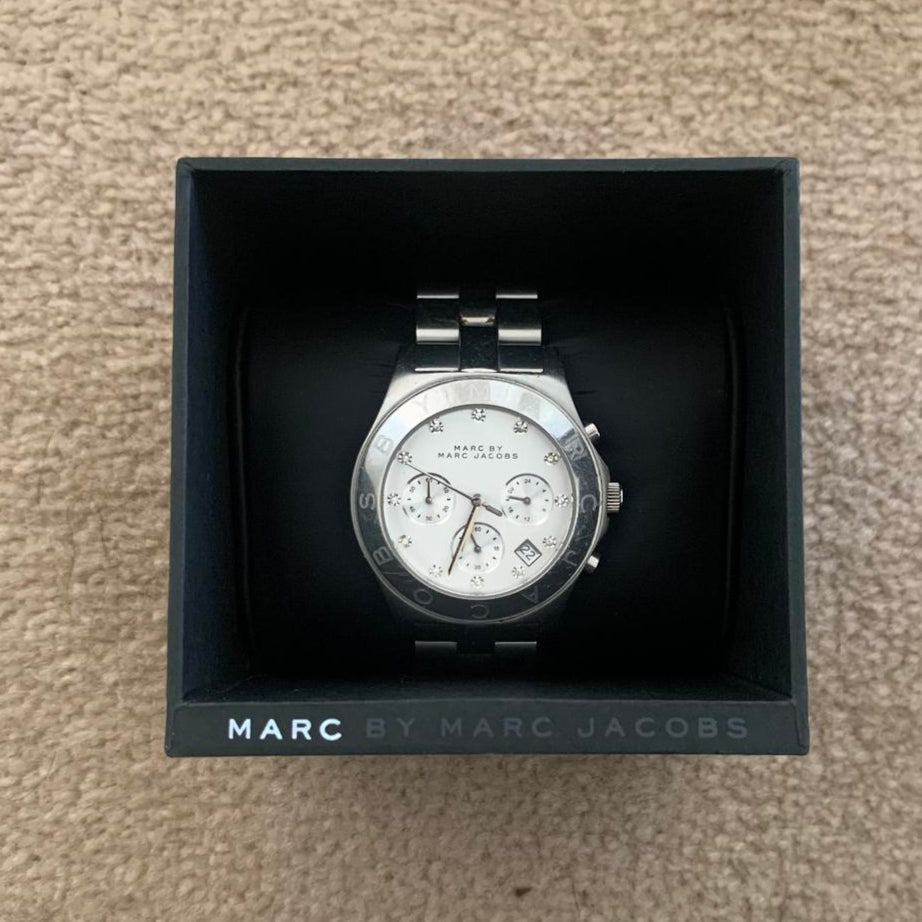 Marc Jacobs Blade White Dial SIlver Steel Strap Watch for Women - MBM3100