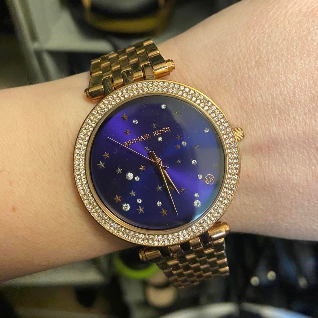 Michael Kors Darci Blue Dial Rose Gold Steel Strap Watch for Women - MK3728