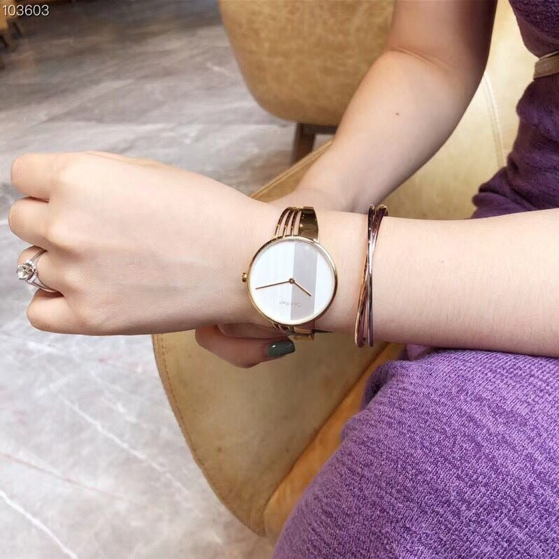 Calvin Klein Drift White Dial Rose Gold Steel Strap Watch for Women - K6S2N616