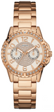 Guess Sassy Quartz White Dial Rose Gold Steel Strap Watch For Women - W0705L3