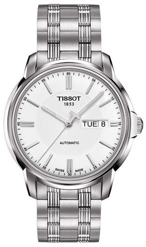 Tissot Automatics III Day Date White Dial Silver Steel Strap Watch For Men - T065.430.11.031.00