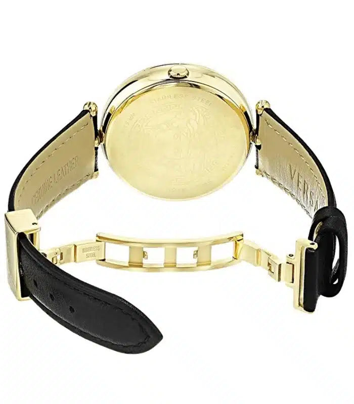 Versace Palazzo Empire Black Dial Black Leather Strap Watch for Women - VCO020017