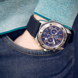 Bulova Marine Star Blue Dial Black Silicone Strap Watch for Men - 98B258