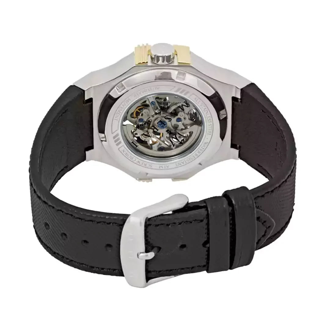 Maserati Potenza Automatic Skeleton Dial Black Leather Strap Watch For Men - R8821108011