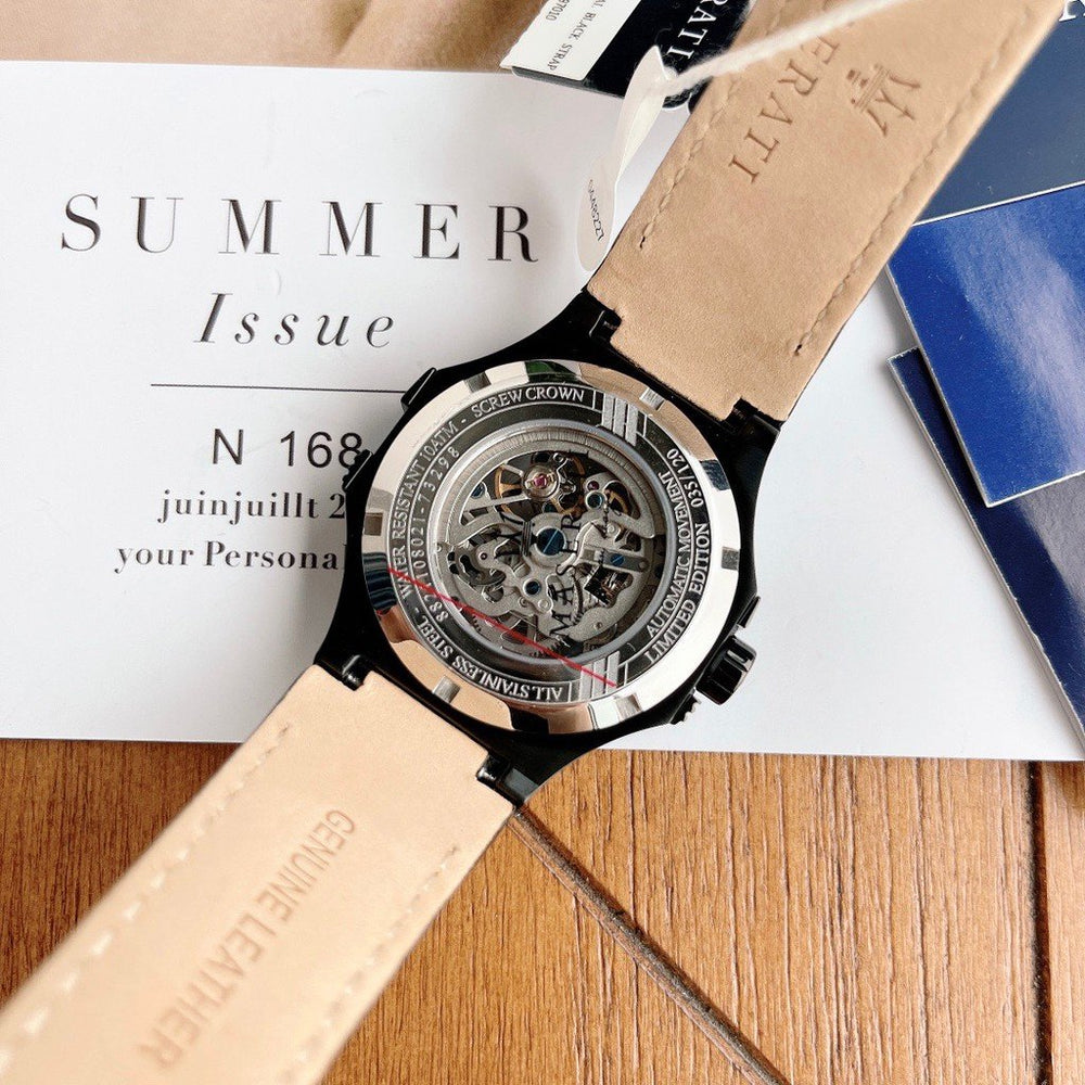 Maserati Automatic Skeleton Black Dial Black Leather Strap Watch For Men - R8821108021