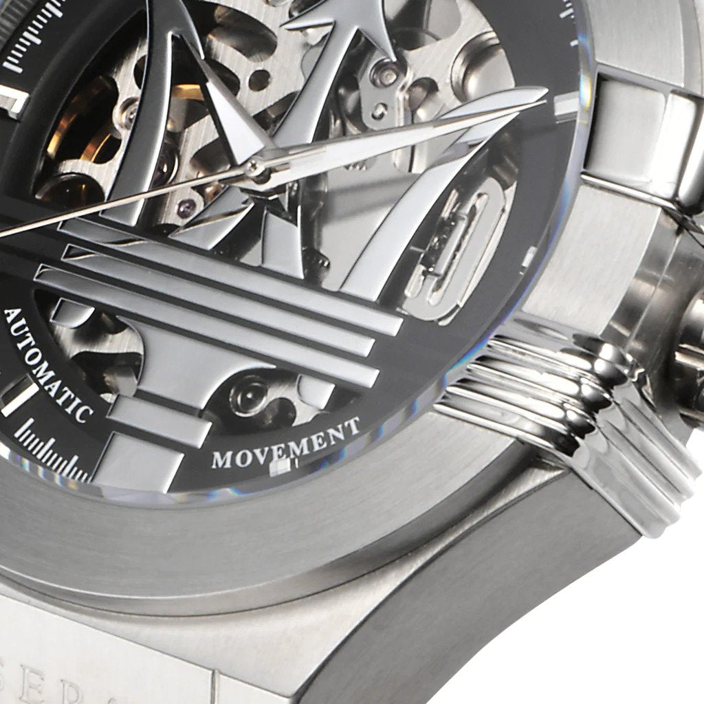 Maserati Potenza Automatic Black Dial Black Leather Strap Watch For Men - R8821108038