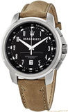 Maserati Successo Black Dial Beige Leather Strap Watch For Men - R8851121004