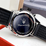 Maserati Traguardo Chronograph Blue Dial Black Silicone Strap Watch For Men - R8871612044
