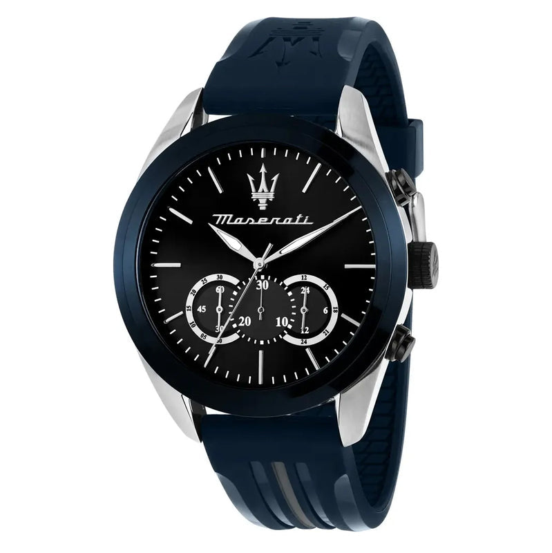 Maserati Traguardo Chronograph Blue Dial Black Silicone Strap Watch For Men - R8871612046