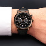 Maserati Legend Chronograph Black Dial Black Leather Strap Watch For Men - R8871638001