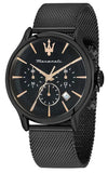Maserati Epoca Chronograph Black Dial Black Mesh Strap Watch For Men - R8873618013