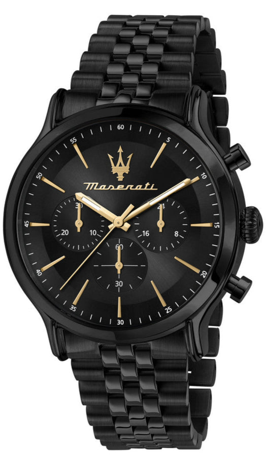 Maserati Epoca Chronograph Limited Edition Black Dial Black Steel Strap Watch For Men - R8873618020