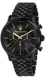 Maserati Epoca Chronograph Limited Edition Black Dial Black Steel Strap Watch For Men - R8873618020