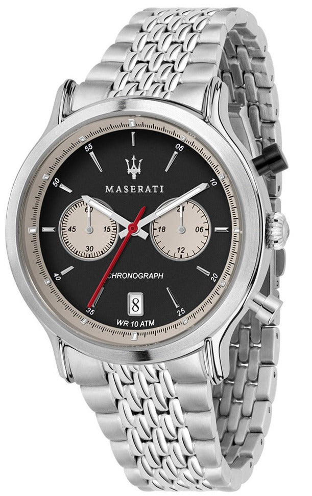 Maserati Legend Chronograph Black Dial Stainless Steel Watch For Men - R8873638001
