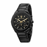 Maserati Stile Chronograph Black Dial Black Steel Strap Watch For Men - R8873642005