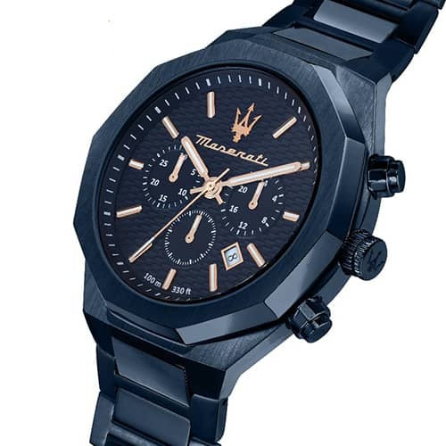 Maserati Stile Chronograph Blue Dial Blue Steel Strap Watch For Men - R8873642008