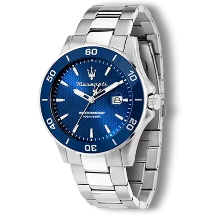 Maserati Competizione Quartz Blue Dial Silver Steel Strap Watch For Men - R8853100036