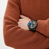 Diesel Mega Chief Chronograph Black Dial Black Nylon Strap Watch For Men - DZ4500