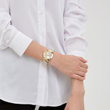 Guess Sunray Multifunction Silver Dial Two Tone Steel Strap Watch for Women - GW0616L2