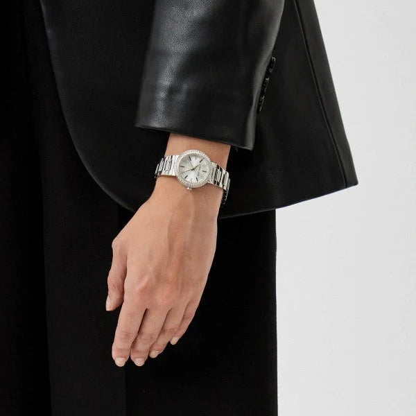 Just Cavalli Donna Glam Silver Dial Silver Steel Strap Watch for Women - RC5L098M0015