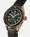 Tag Heuer Autavia Calibre 5 Automatic Olive Green Dial Green Leather Strap Watch for Men - WBE5190.FC8268