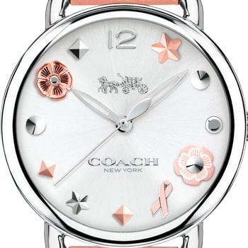 Coach Tatum White Dial Pink Leather Strap Watch For Women - 14502799