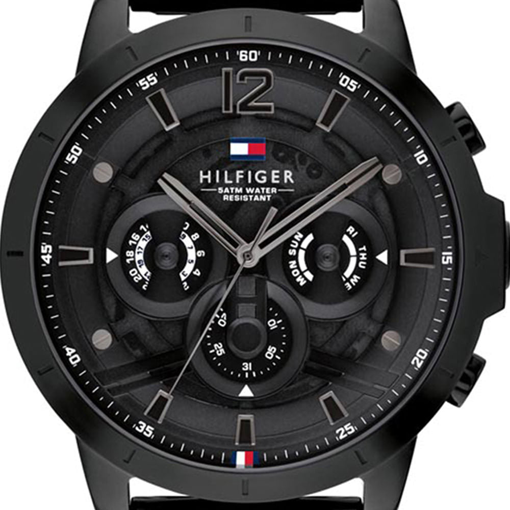 Tommy Hilfiger Classic Chronograph Black Dial Black Steel Strap Watch For Men - 1710494