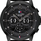 Tommy Hilfiger Classic Chronograph Black Dial Black Steel Strap Watch For Men - 1710494