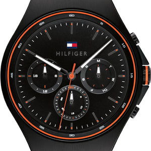 Tommy Hilfiger Justin Black Dial Black Rubber Strap Watch For Men - 1792056