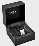 Hugo Boss Velocity Chronograph Black Dial White Rubber Strap Watch for Men - 1513718