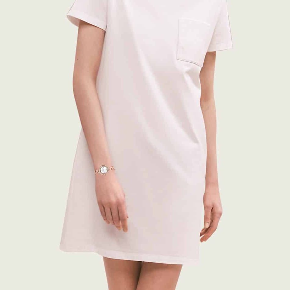 Swarovski Crystal Flower Silver Dial Rose Gold Steel Strap Watch for Women - 5547626