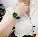 Gucci Le Marche Des Merveilles Quartz Green Dial Black Leather Strap Watch For Women - YA126463