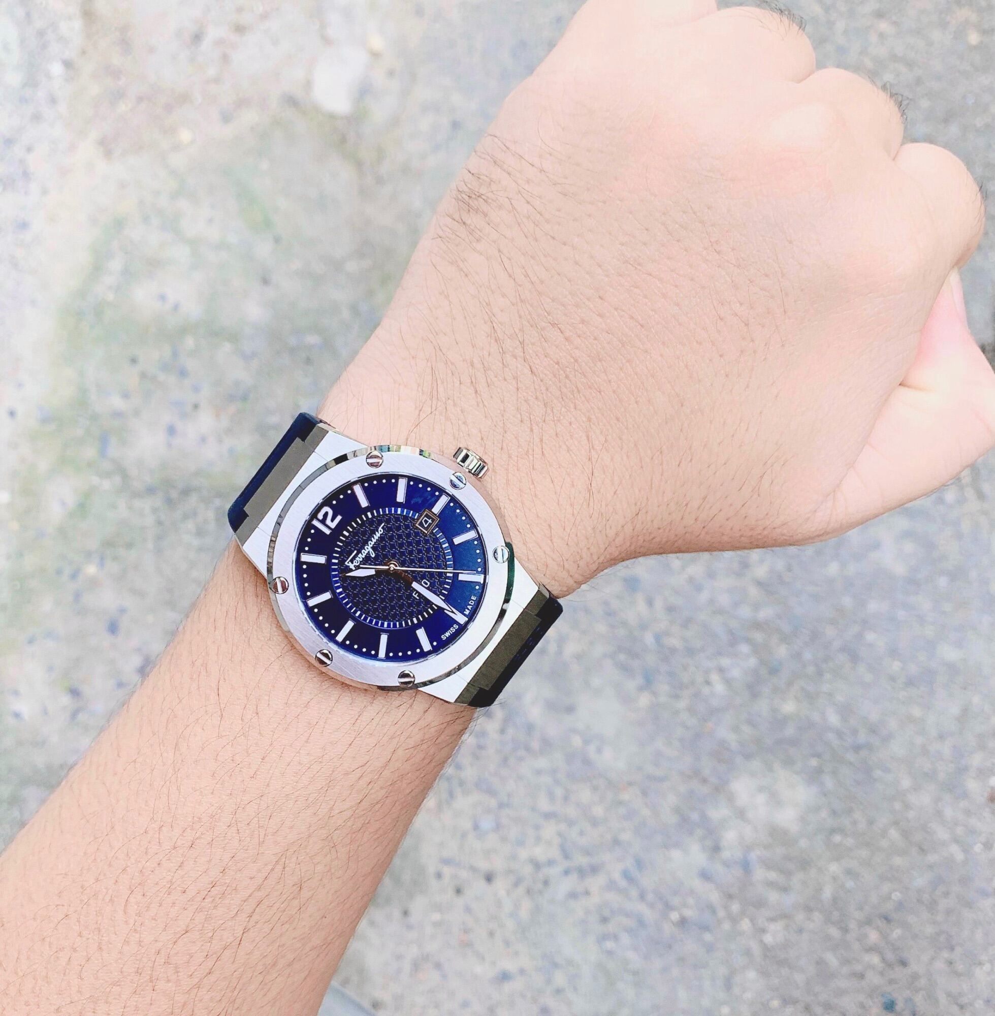 Salvatore Ferragamo F-80 Blue Dial Blue Rubber Strap Watch For Men - SFHY01022