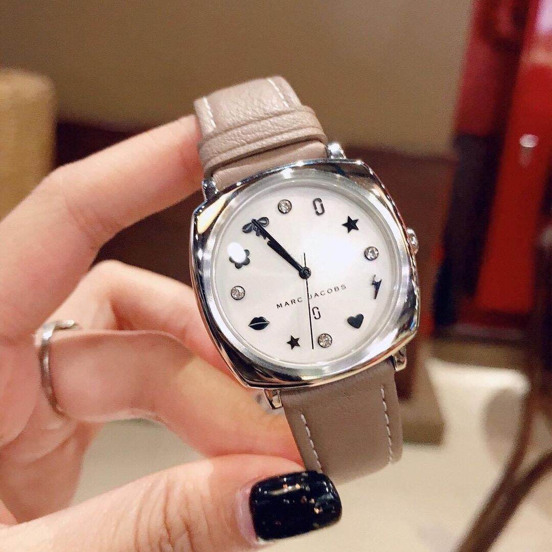 Marc Jacobs Mandy Silver Dial Brown Leather Strap Watch for Women - MJ1563