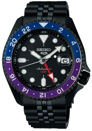 Seiko Automatic SKX GMT Yuto Horigome Limited Edition Black Dial Black Steel Strap Watch For Men - SSK027K1