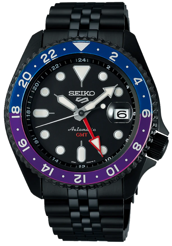Seiko Automatic SKX GMT Yuto Horigome Limited Edition Black Dial Black Steel Strap Watch For Men - SSK027K1