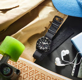 Seiko 5 Sports Automatic Blue Dial Black NATO Strap Watch for Men - SBSA098