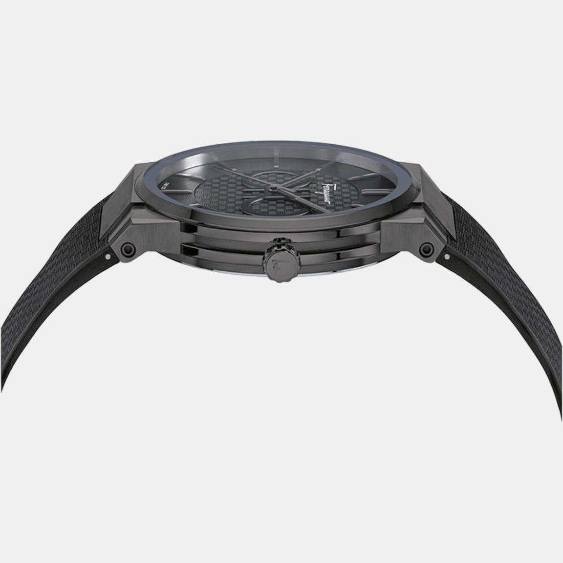 Salvatore Ferragamo Sapphire Black Dial Black Rubber Strap Watch for Men - SFHP00320